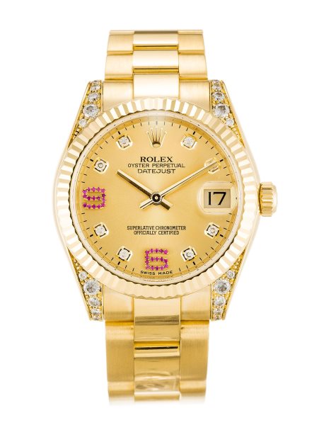 Orologio da donna in oro giallo da 31 mm con diamanti Replica Rolex Datejust